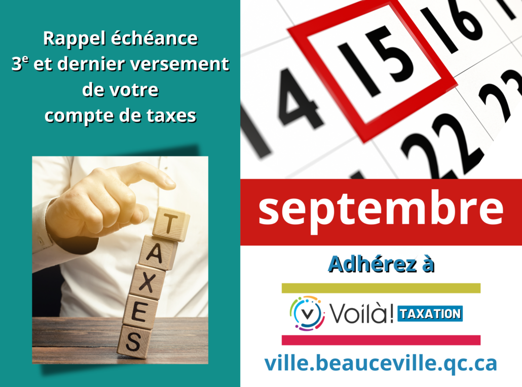 N'oubliez pas votre 3e et dernier versement de taxes !